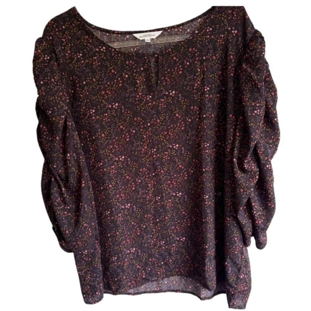Women's Black and purples Floral Blouse XXL